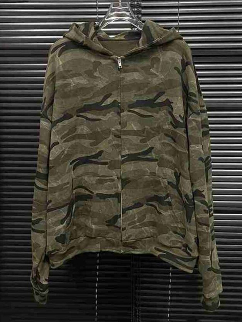 Green Camo Zip-Up Hoodie